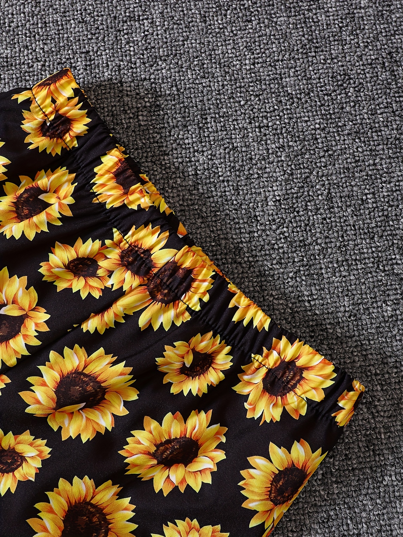 Girl's Cartoon Sunflower Pattern Long Sleeve Top Flared - Temu Canada