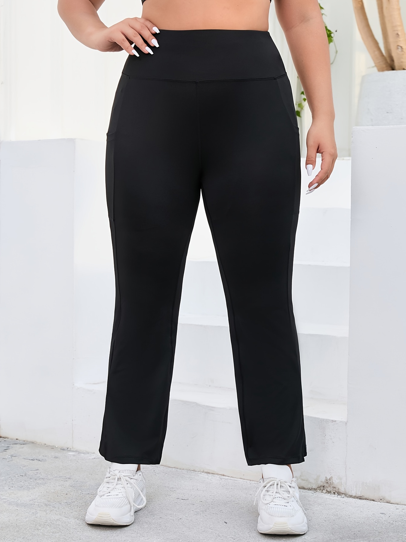 Split Pants Women Crossover Bootcut Yoga Pants High Waisted Full Length  Flare Workout Pants Bootleg Leggings With Pockets - AliExpress