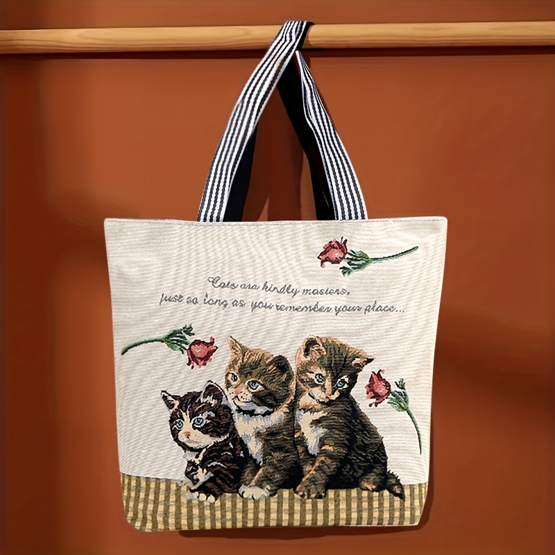 Cute Cartoon Tote Bags Overlarge Embroidery Shoulder Bag Nylon Eco