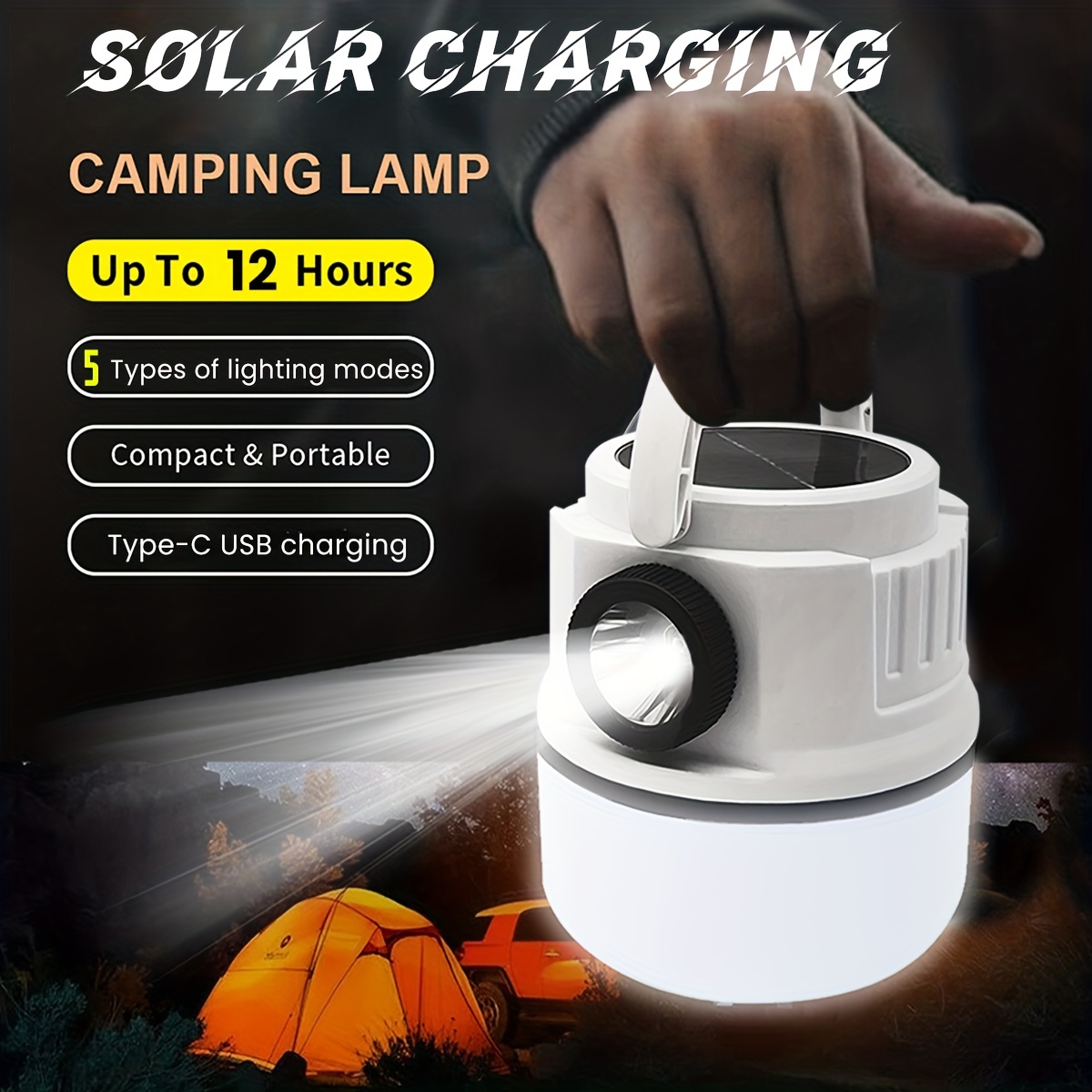 Solar Camping Lanterns Portable Collapsible Waterproof - Temu