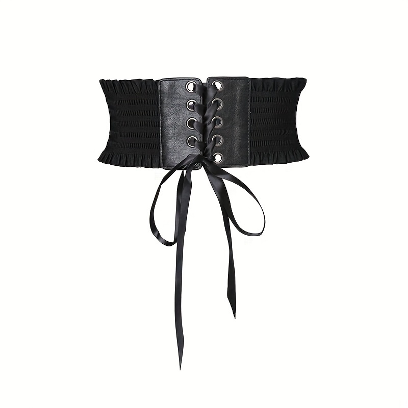 Lace Elastic Wide Waist Belt All-match Decorative Women's Dress Waist Cincher Tassel Tie Retro Bohemian Style Accessory