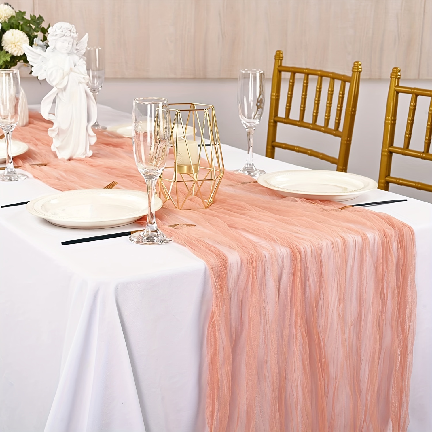 Rustic Terracotta Cheesecloth Table Runner 10FT for Weddings Bridal Showers