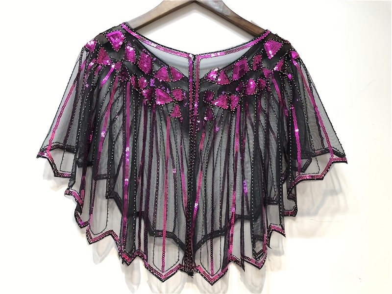 Шаль 1920-х годов, украшенная бисером и пайетками, вечерний накидка, свадебная шаль, волнистая блузка, детали 25