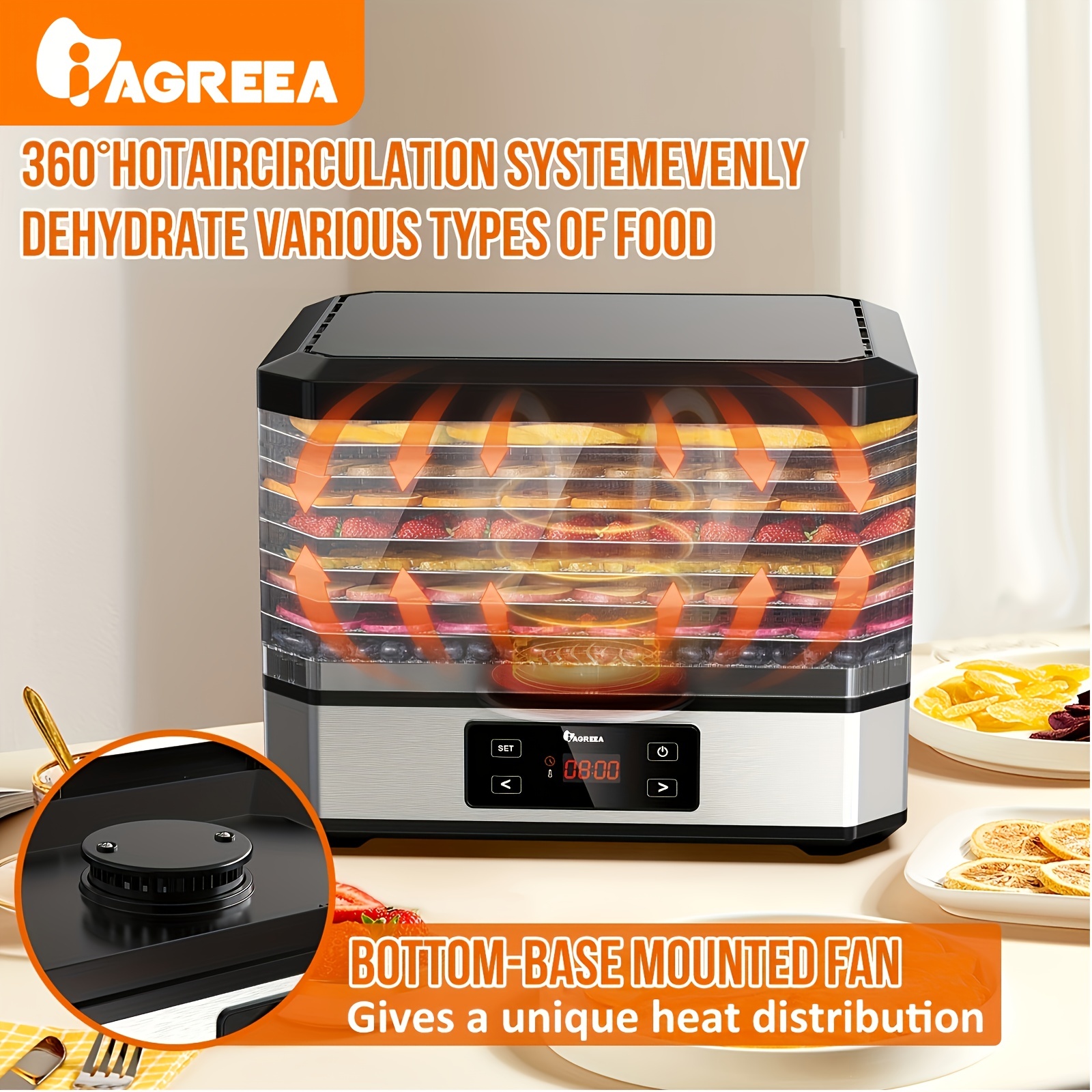 Food Dehydrator Machine, 400W Electric Fruit Dryer with 8 Trays, Digital  Timer and Temperature Control, for Jerky/Meat/Beef/Vegetable