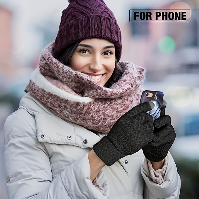 Women's Winter Touch Screen Gloves Warm Fleece Lined Knit Gloves