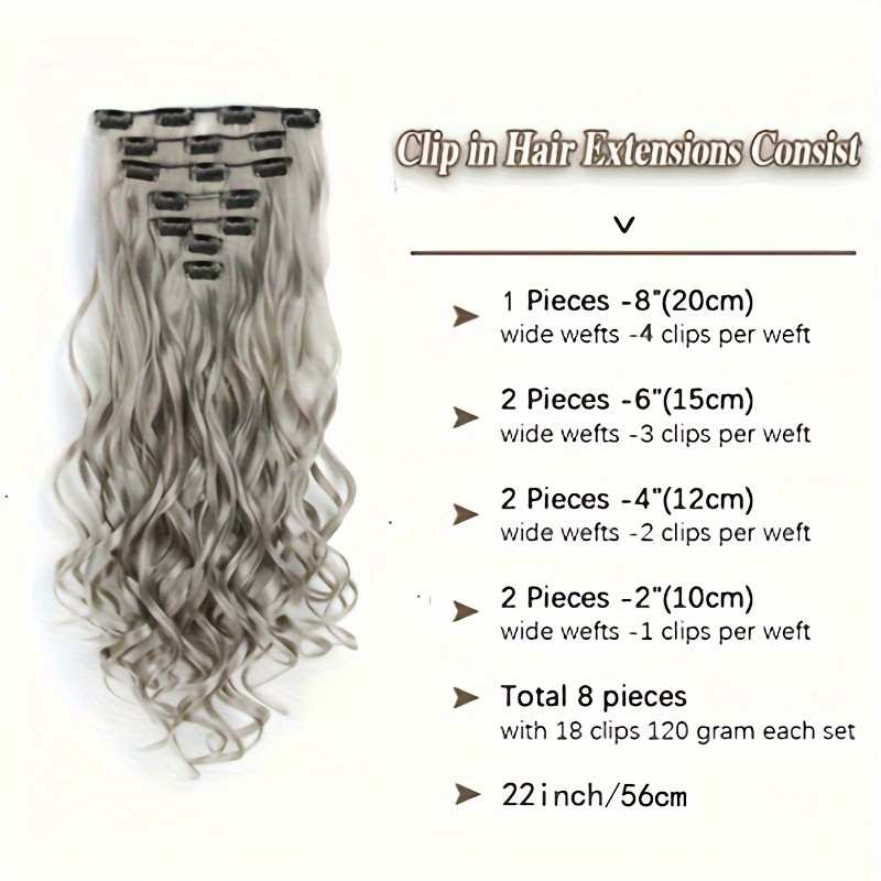 Long Body Wave Hair Extension Curly Full Head Clips In - Temu