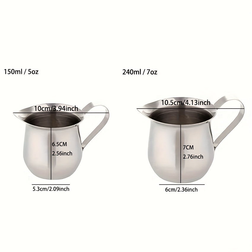 Stainless Steel Milk Frothing Pitcher - Milk Steamer Cup Jug Creamer  Accessories Suitable for Barista, Latte Art 21 oz (600 ml) Silver