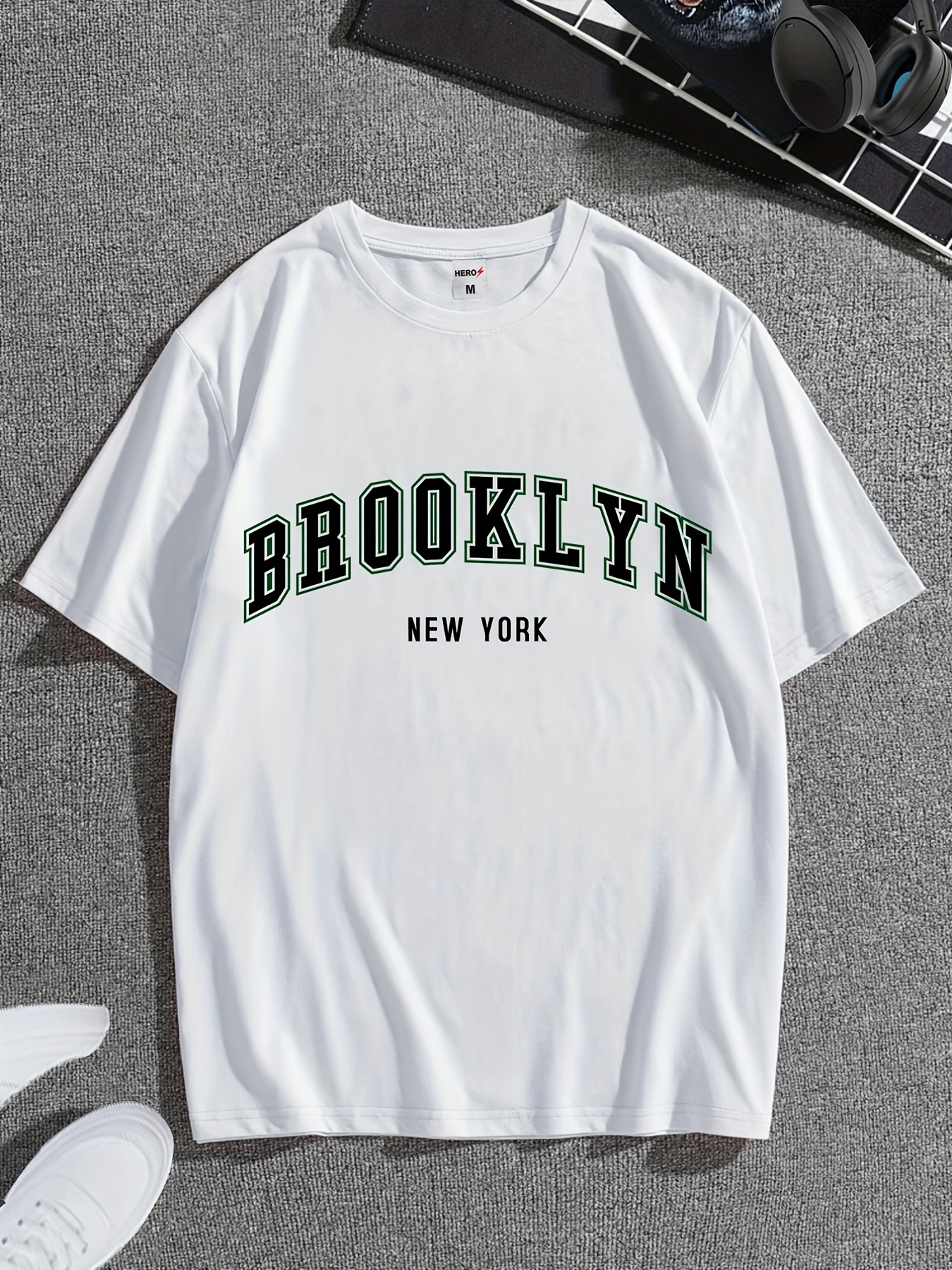 brooklyn New York Men's T-shirt For Summer Outdoor, Casual Slightly  Stretch Crew Neck Tee Short Sleeve Graphic Stylish Clothing - Temu