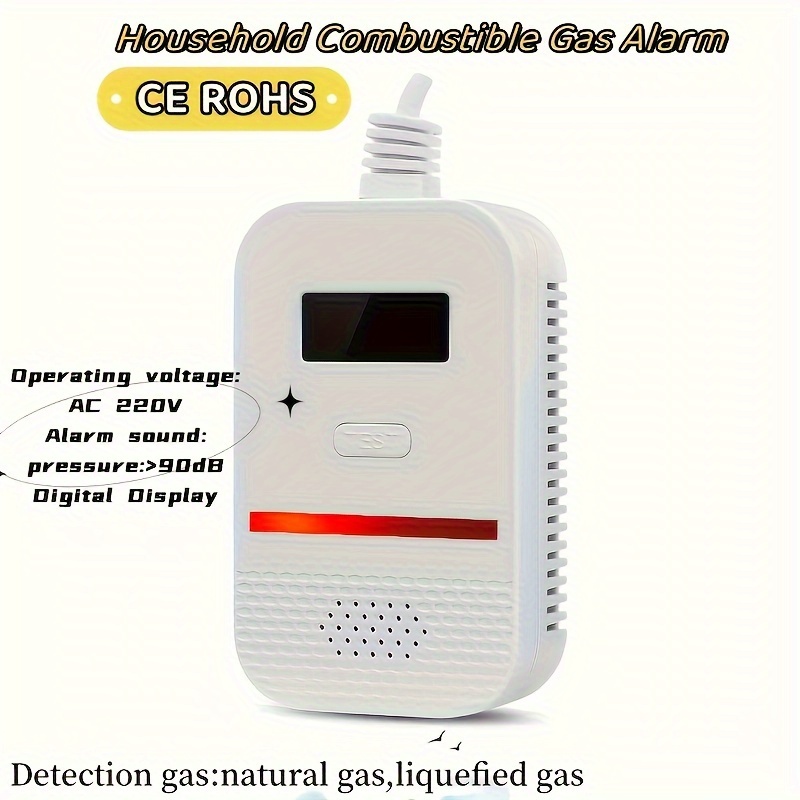 Propano RV  Detector de gas natural, detección de fugas de gas,  alarma de gas doméstico, alta sensibilidad GLP, LNG, carbón y gas natural,  sensor de monitor de alarma para autocaravana