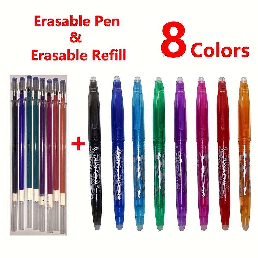 

8 Colors Colorful Rainbow Erasable Pen And Refills Creative Drawing Gel Pen Student Stationery Multifunction Pen 0.5mm Writing Fluently