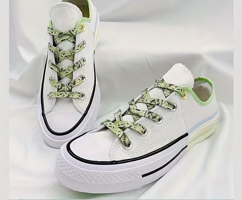 1 Pair Fashion Pattern Print Shoelace For Canvas Shoes Sneakers, Men & Women