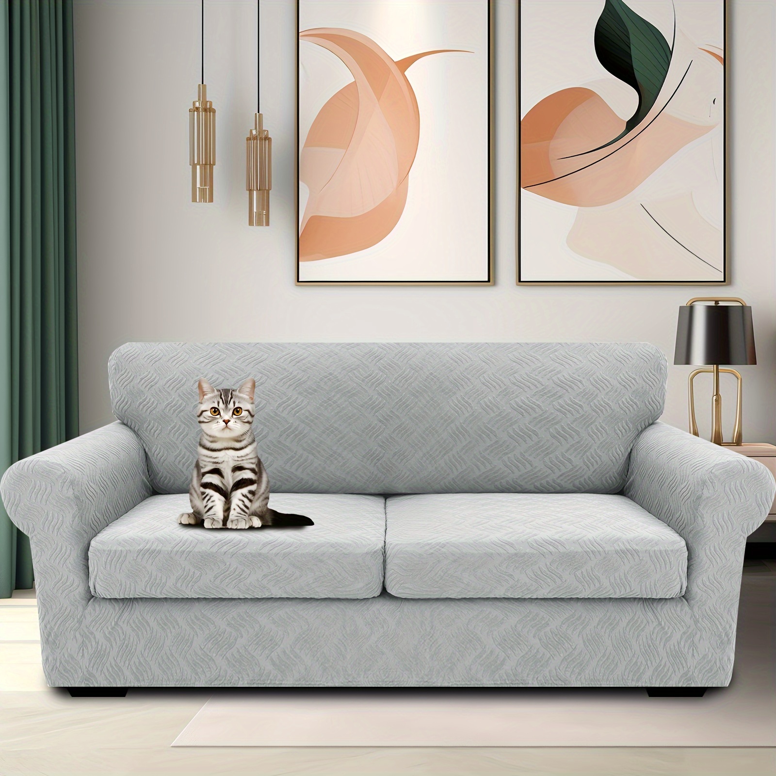  Funda de sofá ajustable de 1 pieza, muy elástica, protector de  muebles antideslizante, para sofás de jacquard, licra : Hogar y Cocina
