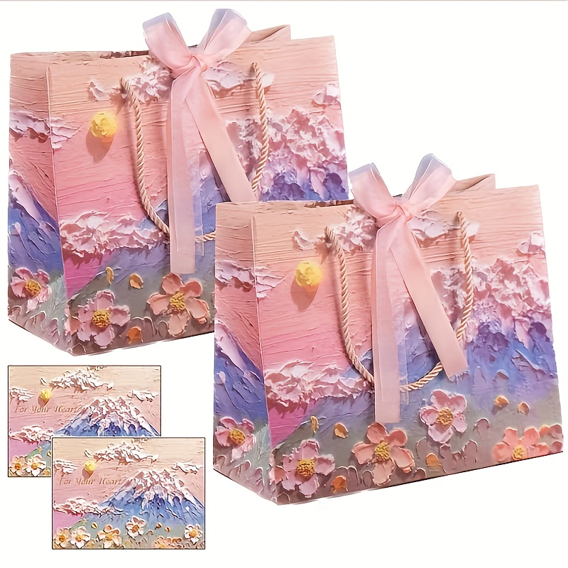 Large Gift Bags, 2PCS Gift Bag with Ribbon, Portable Paper Gift Bag with  Handles, Birthday Gift Bags, Present Bags for Wedding Party