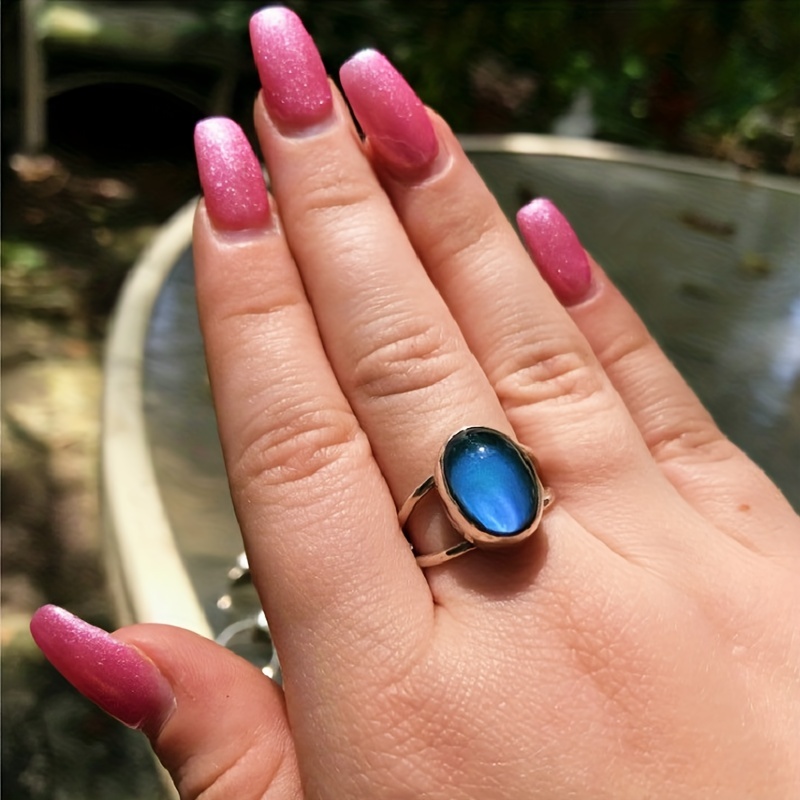 Moon Stone Color Changing Mood Ring Fashion Jewelry Gift - Temu
