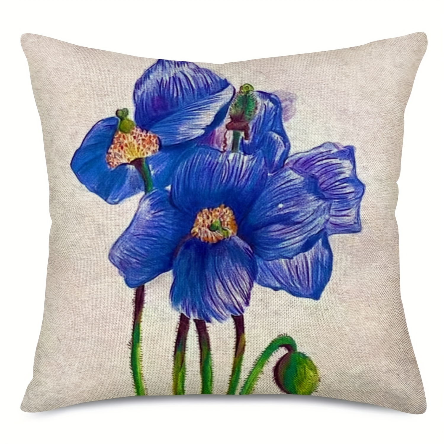 1pc Beautiful Blooming Flower Decorative Pillow Cover For Home