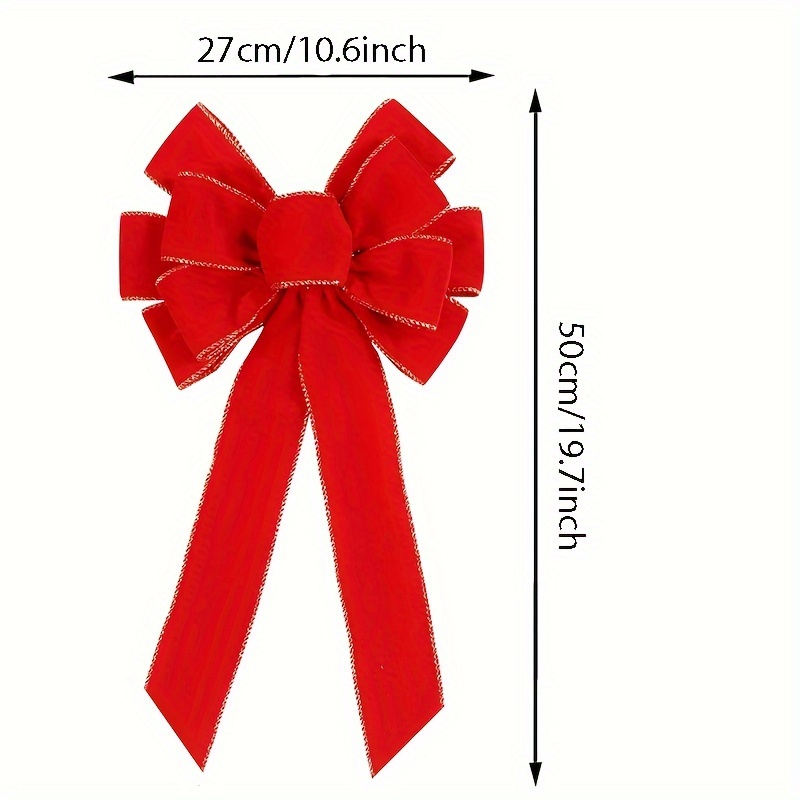 Red Bows Christmas Decorations Big Wired Velvet Bow with Gold Border for  Wreaths