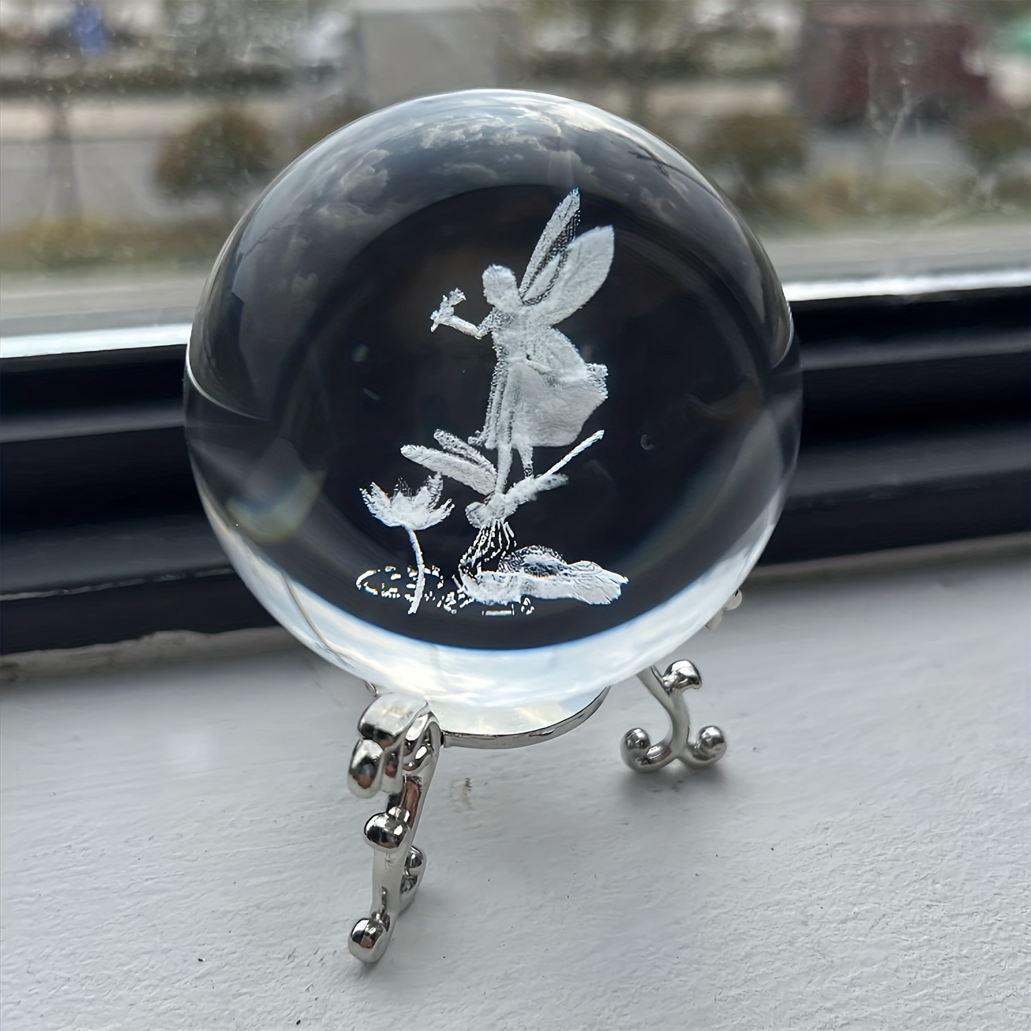 3D Laser Crystal Angel Statue Decorative Ball, Gift