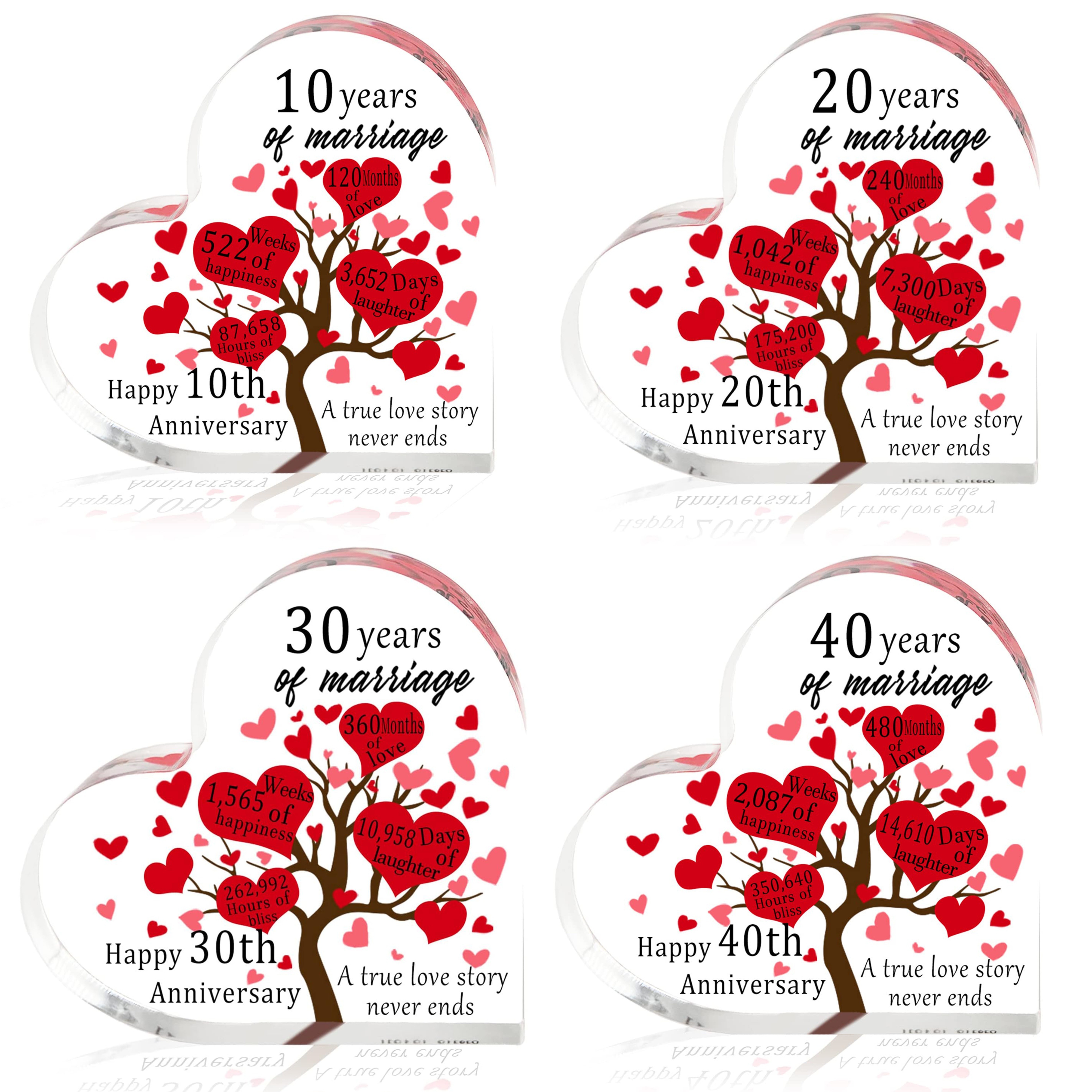 Acrylic 10/20/30/40 Years Of Marriage Anniversary Gifts For Couple Happy  Anniversary Weddingclear Heart Shaped Christmas Gifts Keepsake Wedding  Decoration For Women Man Mom Dad Parents - Temu Republic of Korea