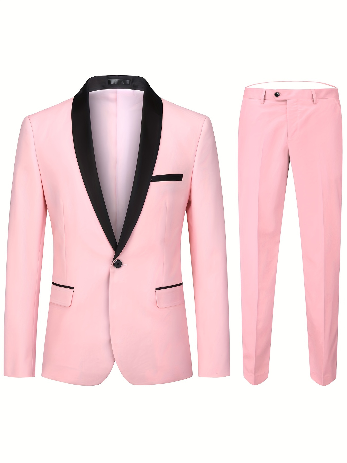 Formal Men's One Button Suit Jacket Dress Pants Suit Set - Temu United Arab  Emirates