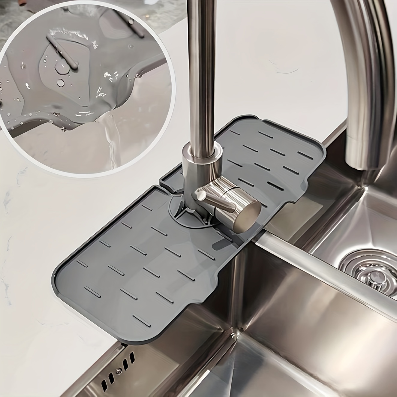 Silicone Kitchen Sink Splash Guard Protects Countertops And - Temu