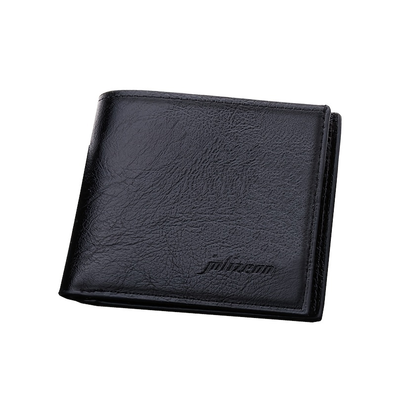 Mens Black Leather Wallet Purse - Temu