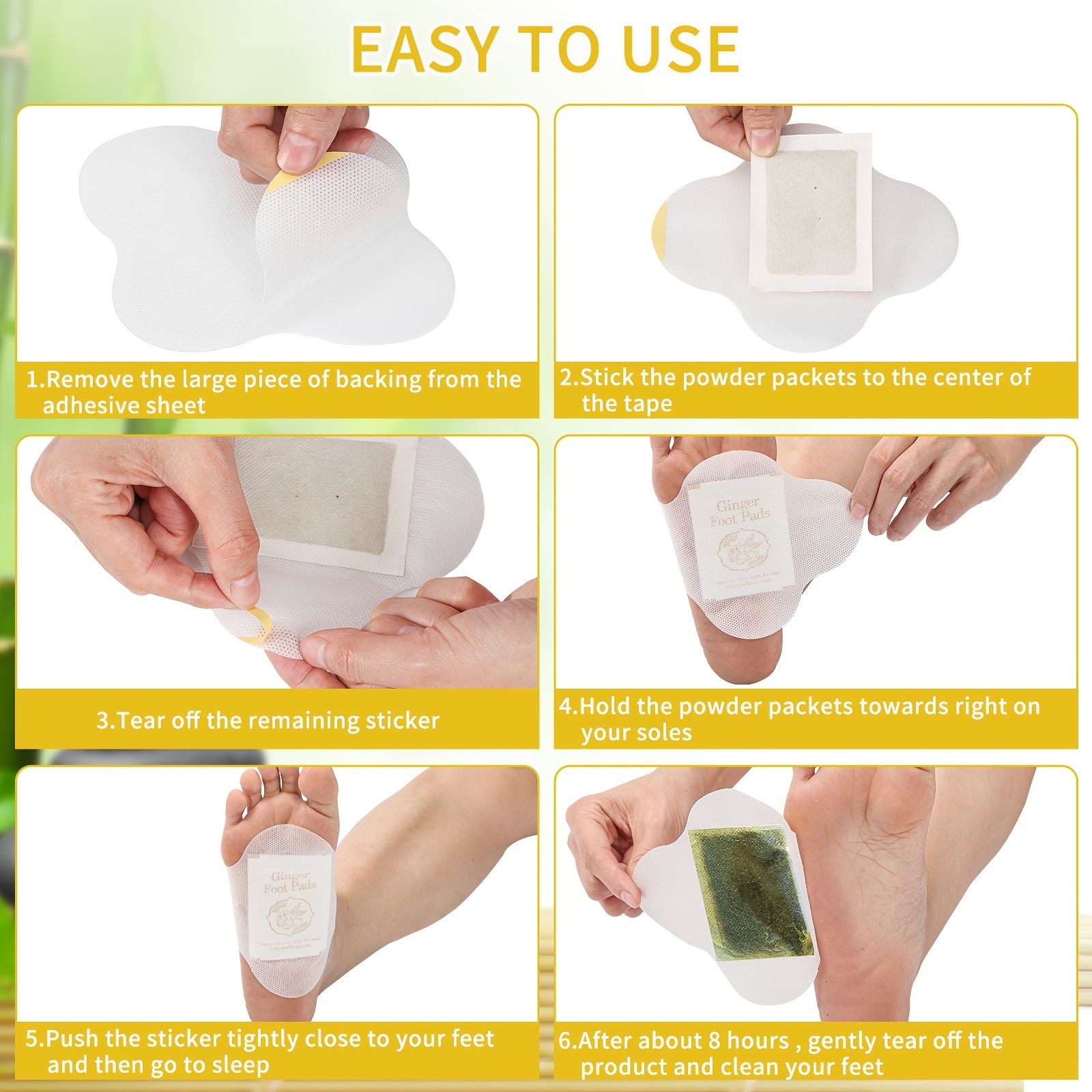 30 pcs Natural Ginger Foot Pads for Deep Cleansing Foot Care