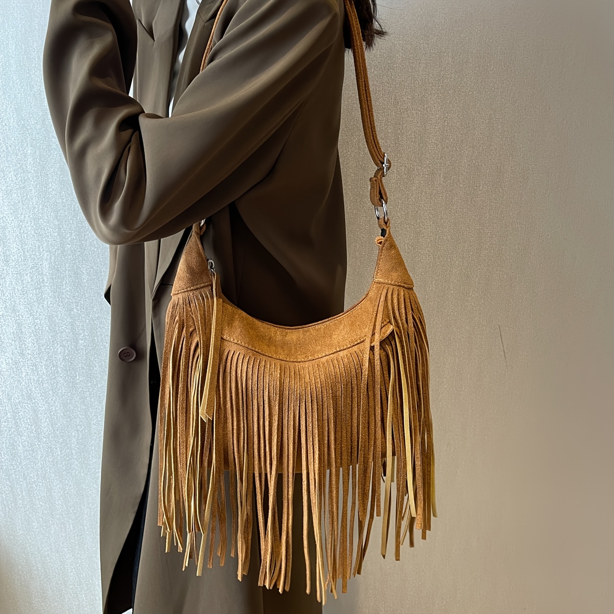 Vintage Fringe Crossbody Bag Bohemian Style Shoulder Bag - Temu