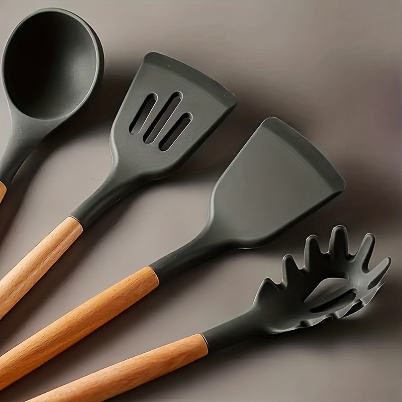 Silicone Utensil Set, Kitchen Utensil Set, Safety Cooking Utensils Set With  Holder, Non-stick Kitchen Cooking Turner, Spatula, Cooking Soup Spoon,  Colander Spoon, Whisk, Pasta Spoon, Tongs, Oil Brush, Cream Spetula, Kitchen  Stuff 