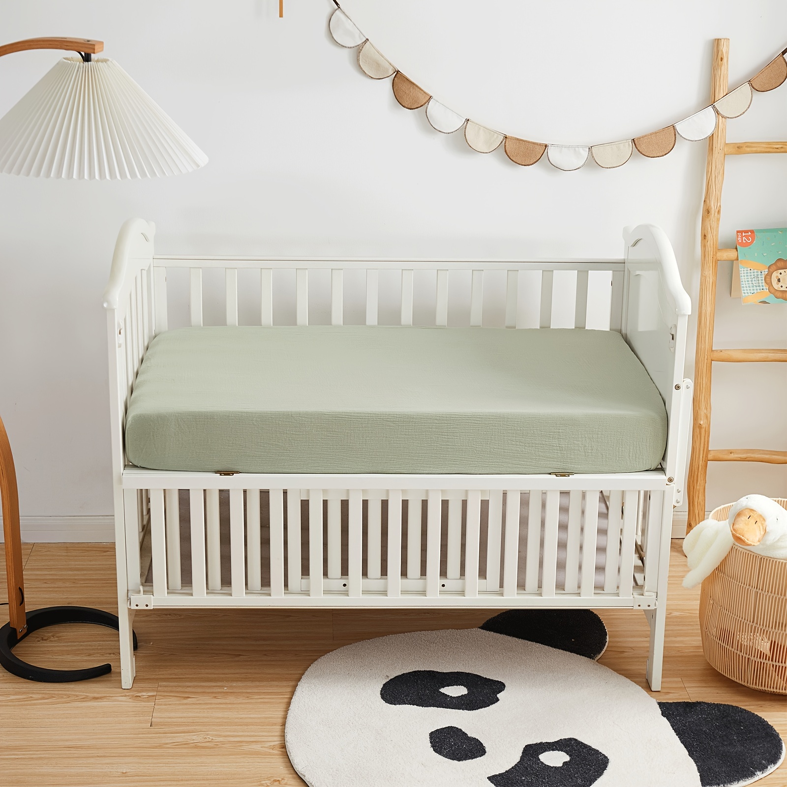 Green Bauze Fitted Sheet for Crib, 100% Cotton