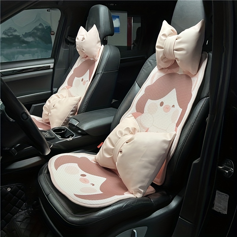 Pink Bow Car Lumbar Support Headrest Neck Pillow Cute Car Seat Universal  Neck Pillow for Girls Lumbar Pillow Car Accessories