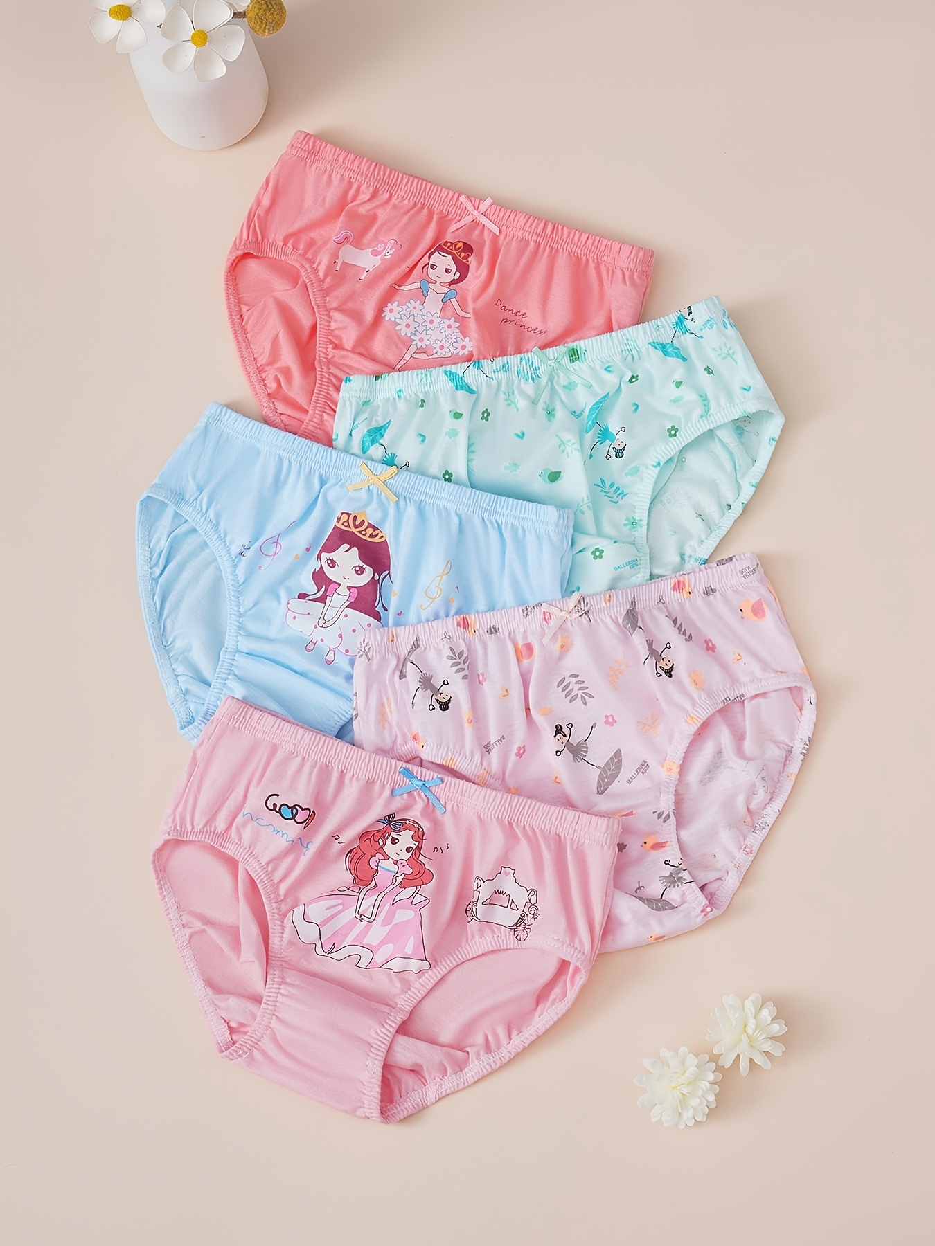Girls Cute Princess Pattern Cotton Brief Underwears - Temu Canada