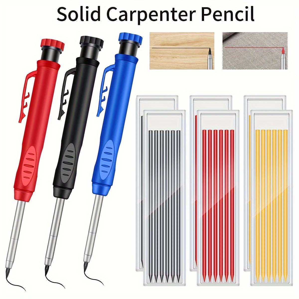Nicpro Carpenter Pencil with Sharpener, Mechanical Carpenter Pencil Se
