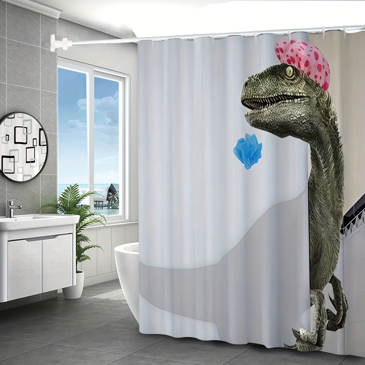 Cortina de Ducha 200x200 Dinosaurios para Niños 3D Cortina Ducha Antimoho y  Lavable Cortina Bañopara baño Animales Bonitos Impermeable Cortinas de Baño  con Ganchos : : Hogar y cocina