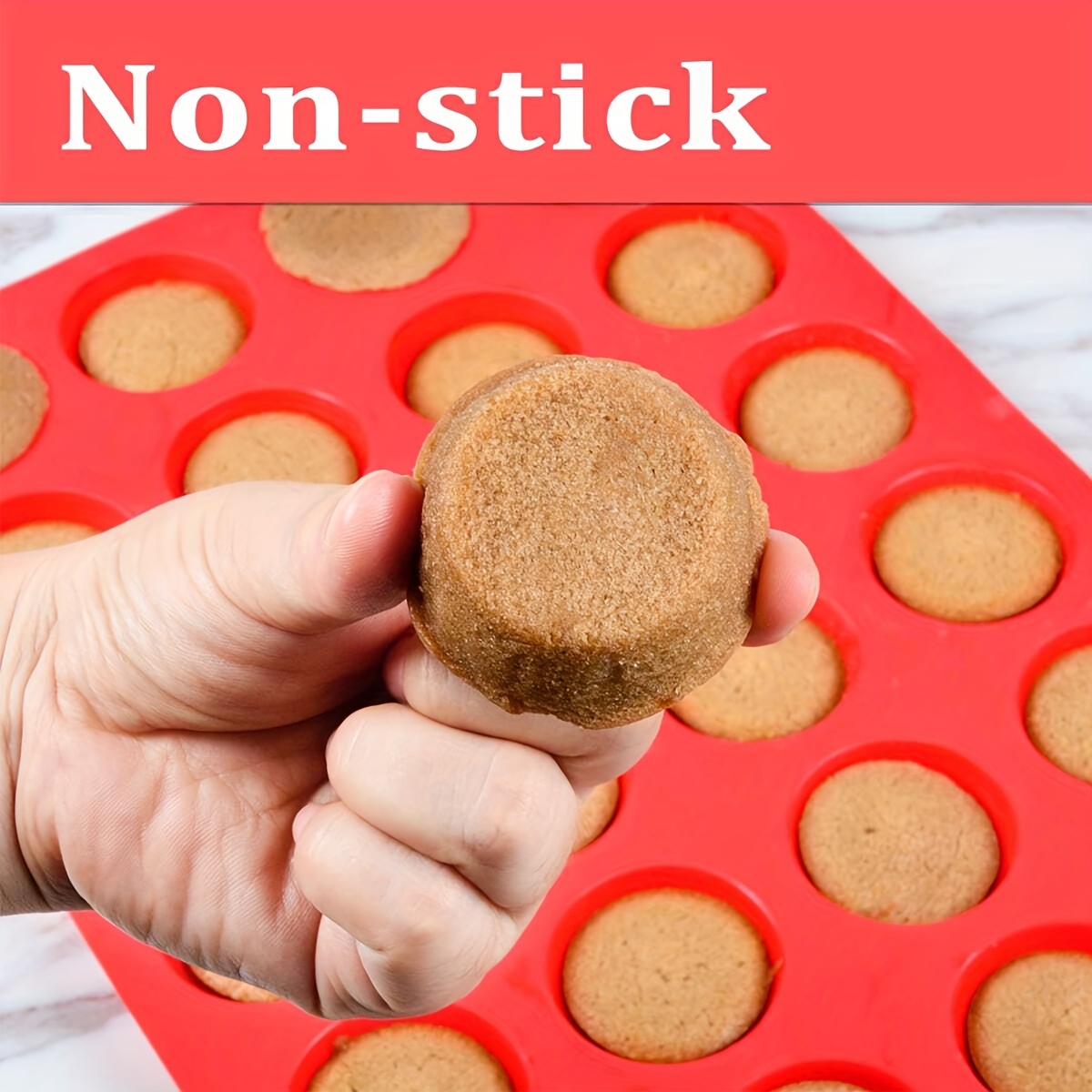 24 Cavities Silicone Muffin Top Pans Non-Stick Round Mini Tart Pan