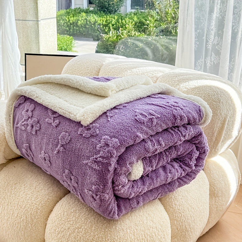 Purple Flower Double sided Fleece Blanket Soft Warm Throw - Temu