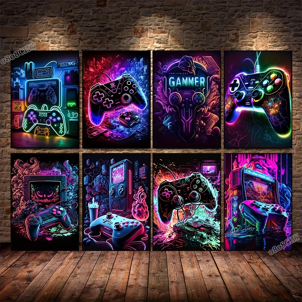 Canvas Poster Modern Art Gaming Graffiti Gamepad Earphone - Temu