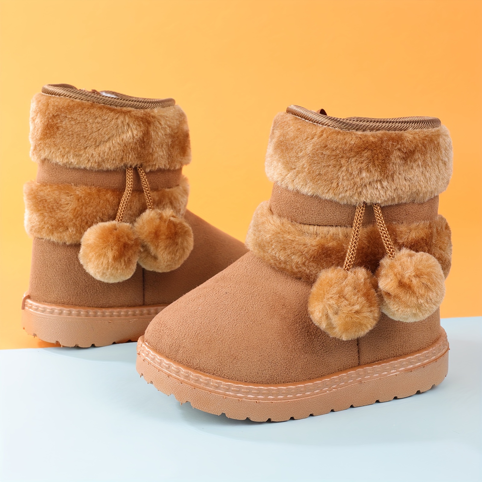 Cute Plush Ball Comfortable Boots Girls Soft Warm Plus - Temu