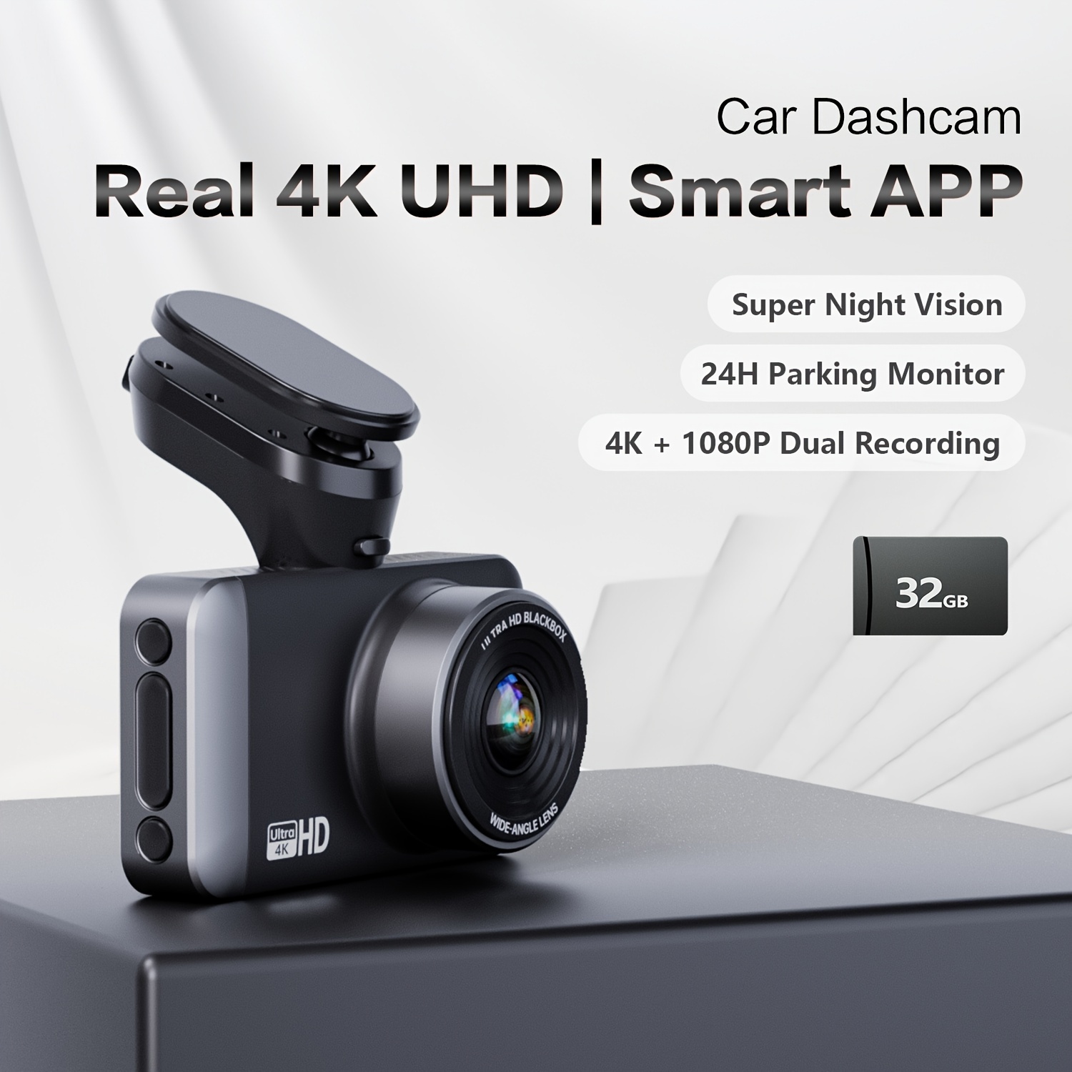 Dash Cam, 4K Dual Front and Rear Built-in GPS Front 4K & Rear 1080P Dash  Camera for Cars 3 IPS Wide Angle Dashboard Camera, Night Vision, WDR