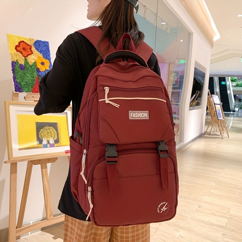 Large Capacity Preppy Backpack, School Laptop BookBag
