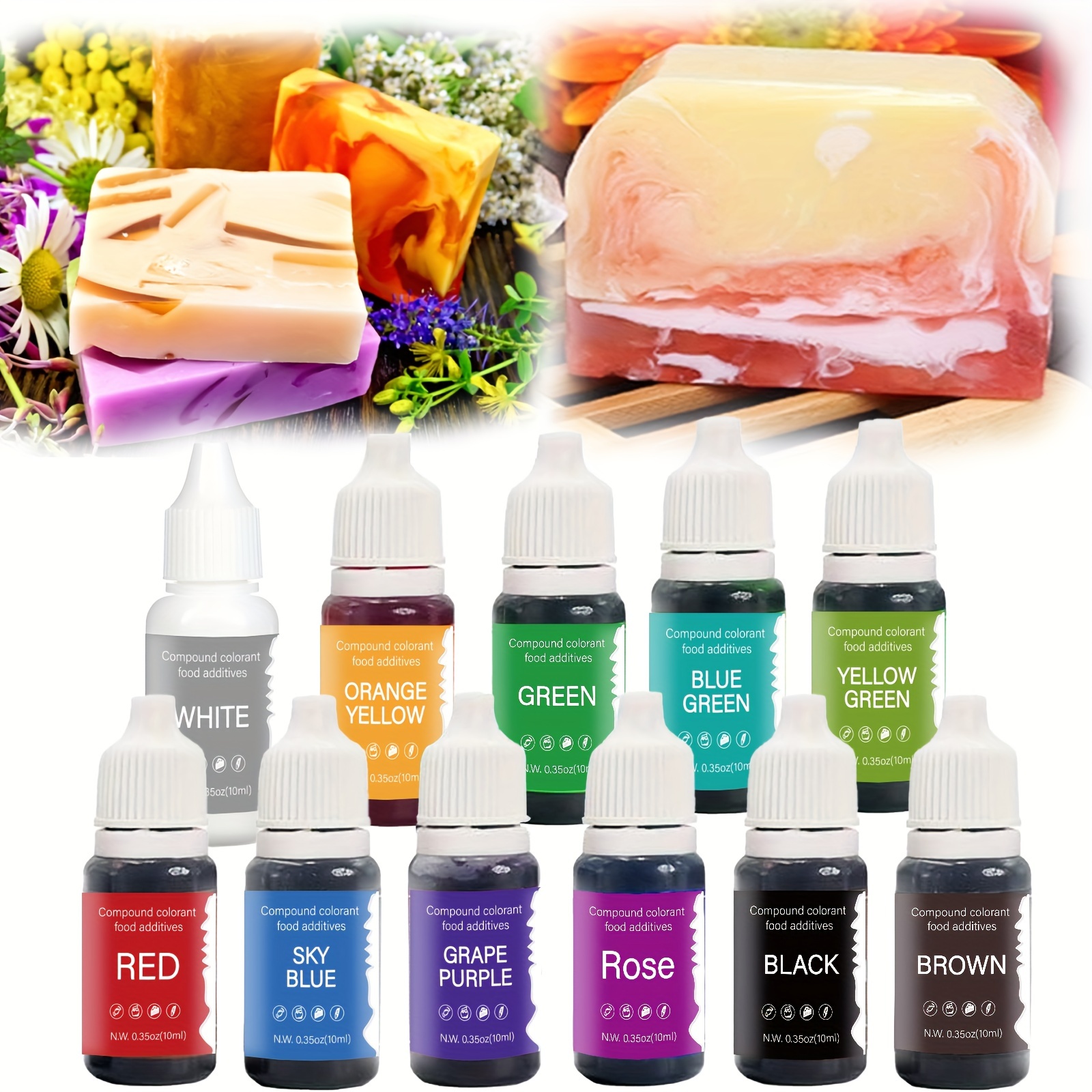 Colorantes de jabón – 12 colores de colorante líquido para fabricación de  jabón de calidad alimentaria – color de bomba de baño para jabones  artesanales y manualidades : : Hogar y cocina