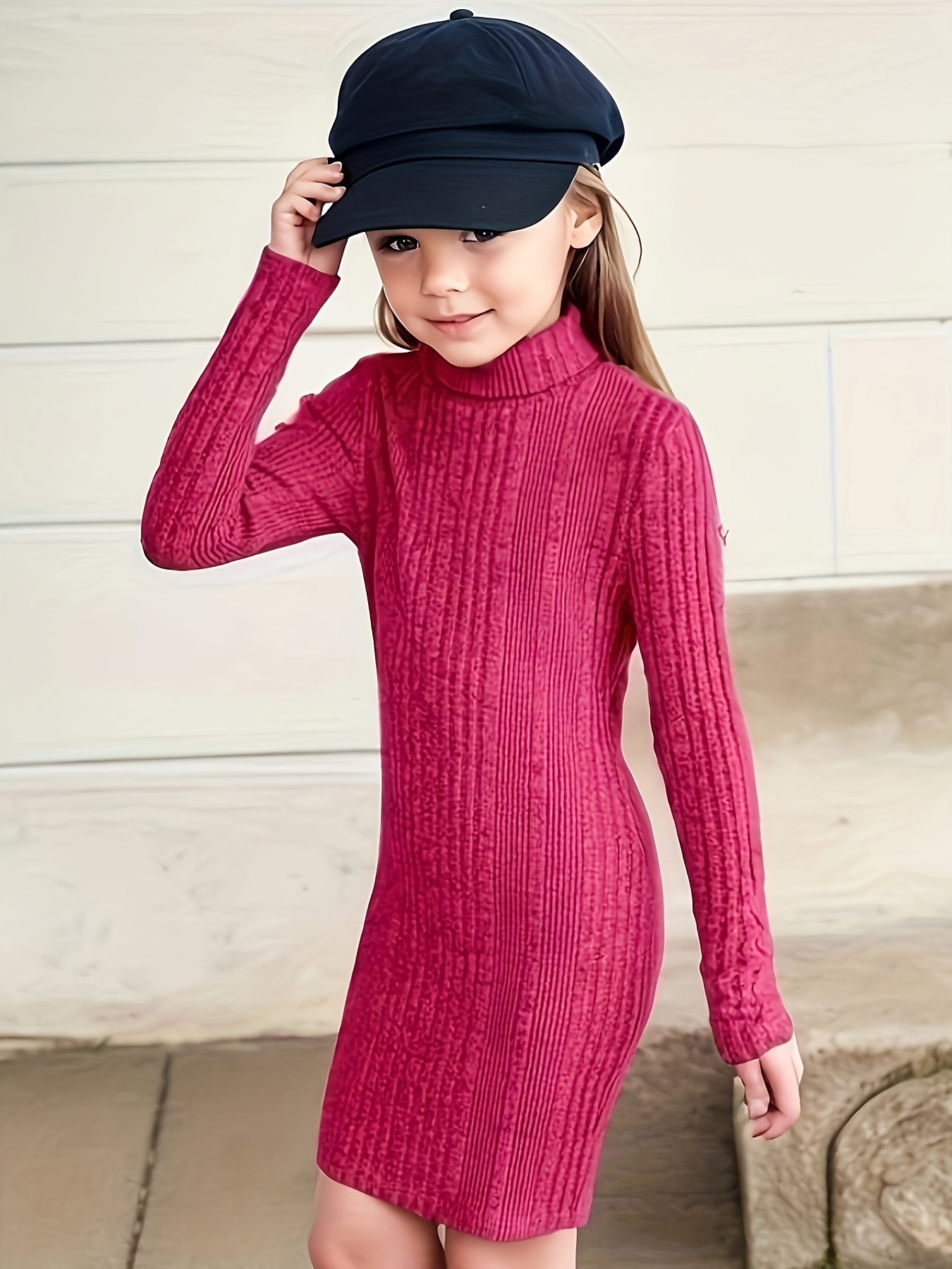 Slim High Neck Long Sleeve Dress Elegant Casual Knit Dress - Temu Canada