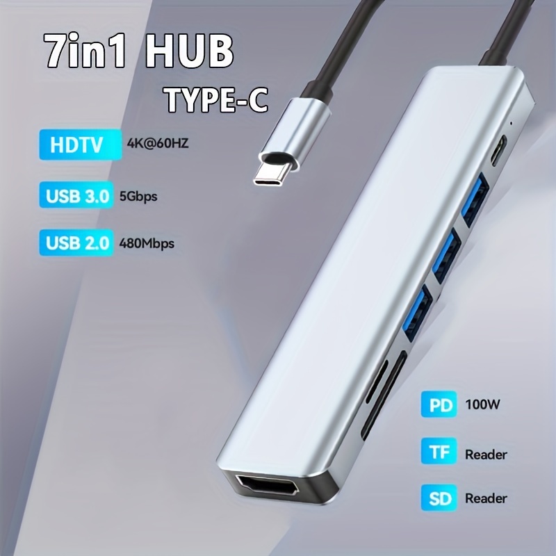 Hub multipuerto USB 3,0, divisor múltiple de 4 puertos, 3,0, 2,0, SD, PD,  TF, para Lenovo, Xiaomi, Macbook Pro, PC, concentrador de ordenador USB 3,0  - AliExpress