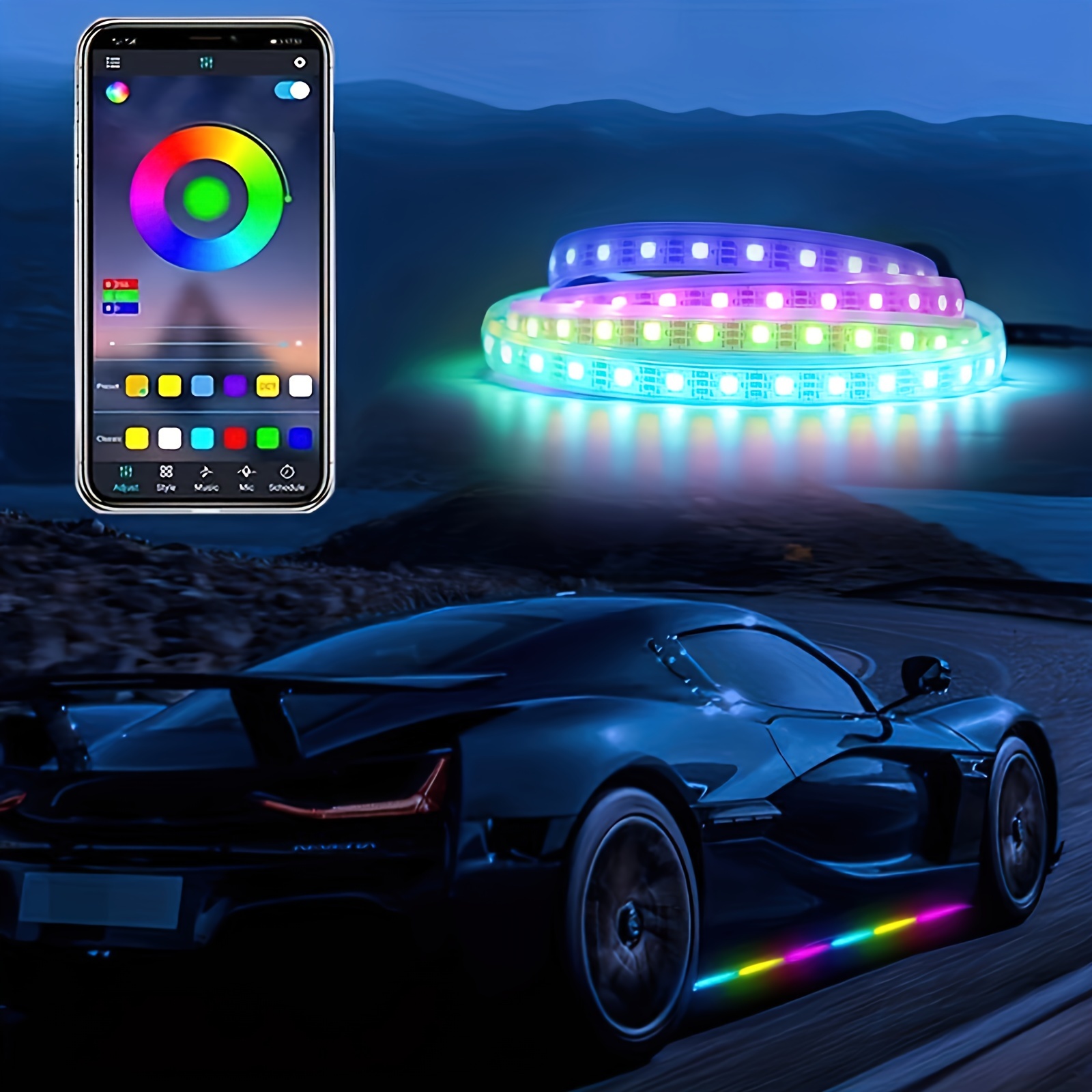 1 Set 4/6/8 In 1 Rgb Led Rock Lights Bluetooth Compatibile App Control  Music Sync Car Chassis Light Undergolw Waterproof Neon Lights, Checkout  Online Rapido E Sicuro
