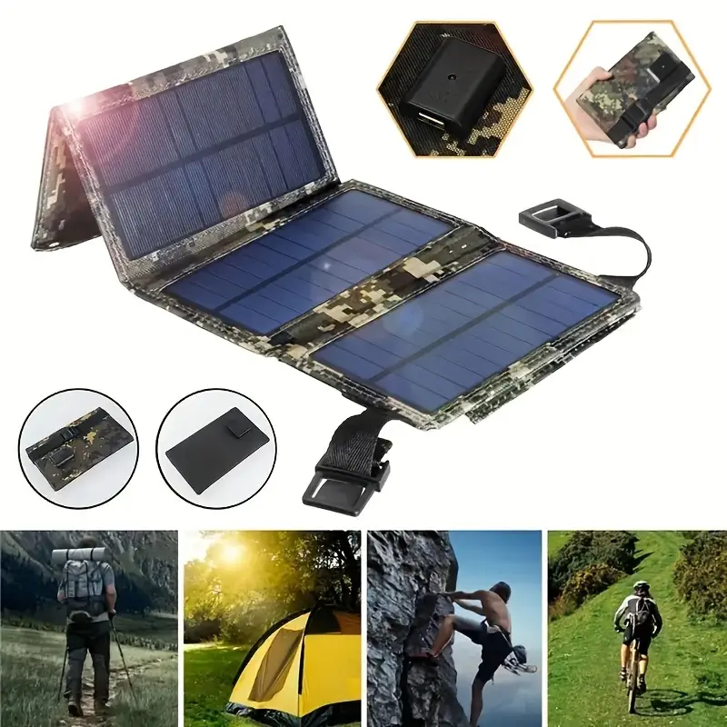 1pc Panel Solar Plegable Usb Portátil Flexible Pequeño - Temu Chile