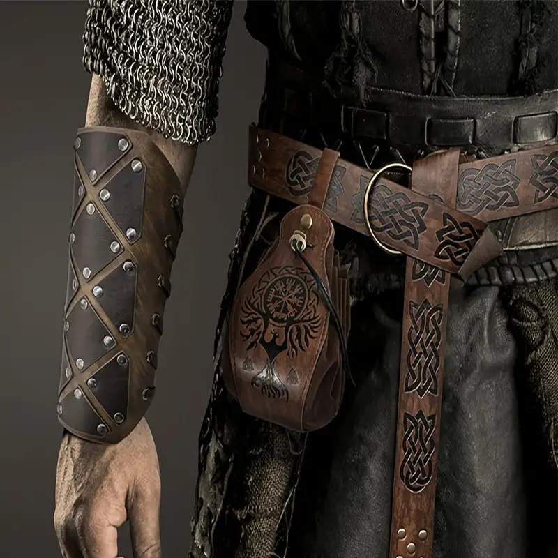 1 Set Viking Medieval Renaissance Costume Set Embossed Buckle Belt