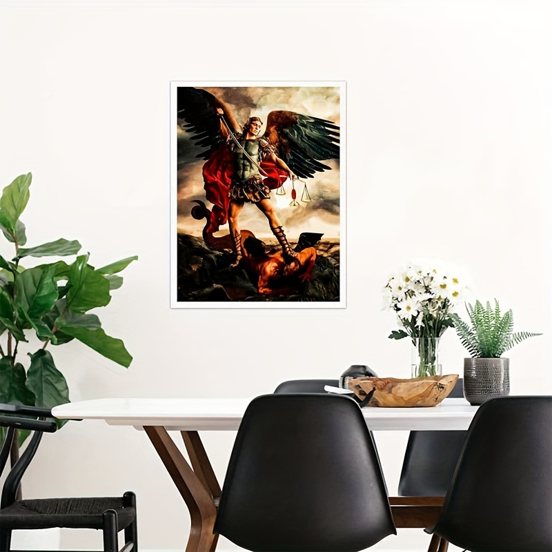  San Miguel Arcángel Miguel Imágenes HD para decoración del  hogar, pintura, dormitorio, cocina, lienzo decorativo (08 x 12 pulgadas,  sin marco) : Hogar y Cocina