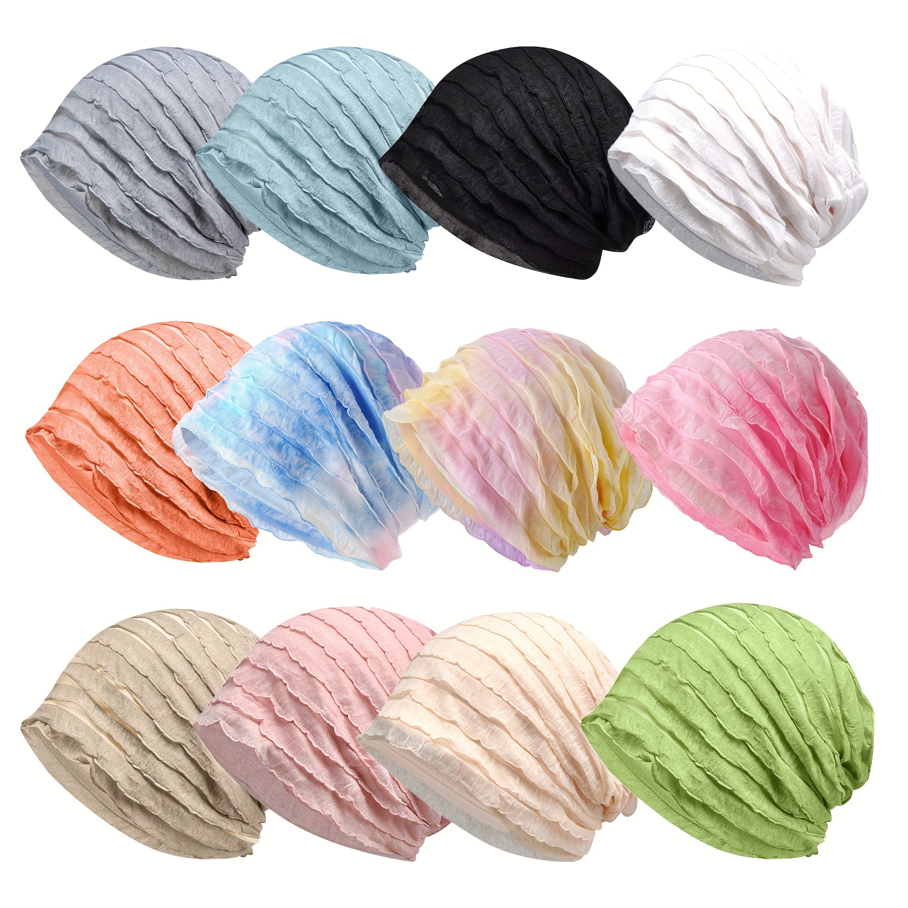 

Solid Color Breathable Beanie Cap Baggy Slouchy Hat Lightweight Elastic Skull Cap Breathable Chemo Hats