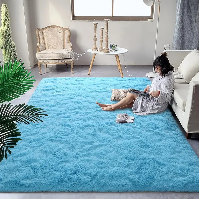 Bedroom Blue Soft Carpet Fluffy Carpet Mat Household Bedroom - Temu