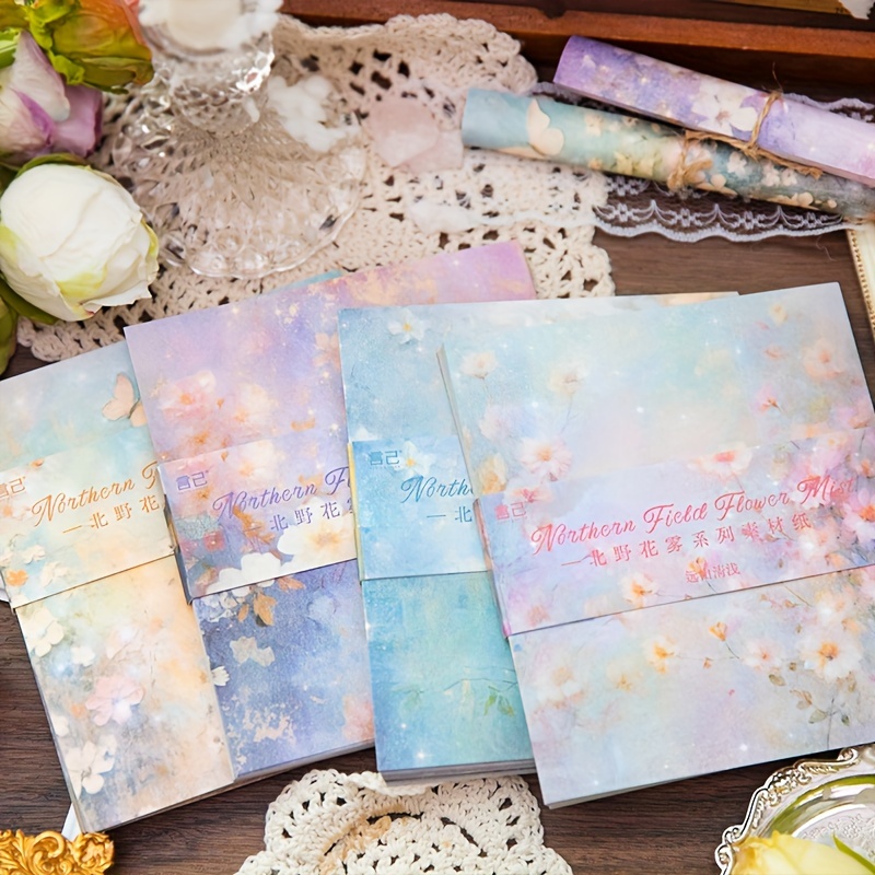 Colorful Fantasy Scrapbook Paper Flower Mist Stationery - Temu