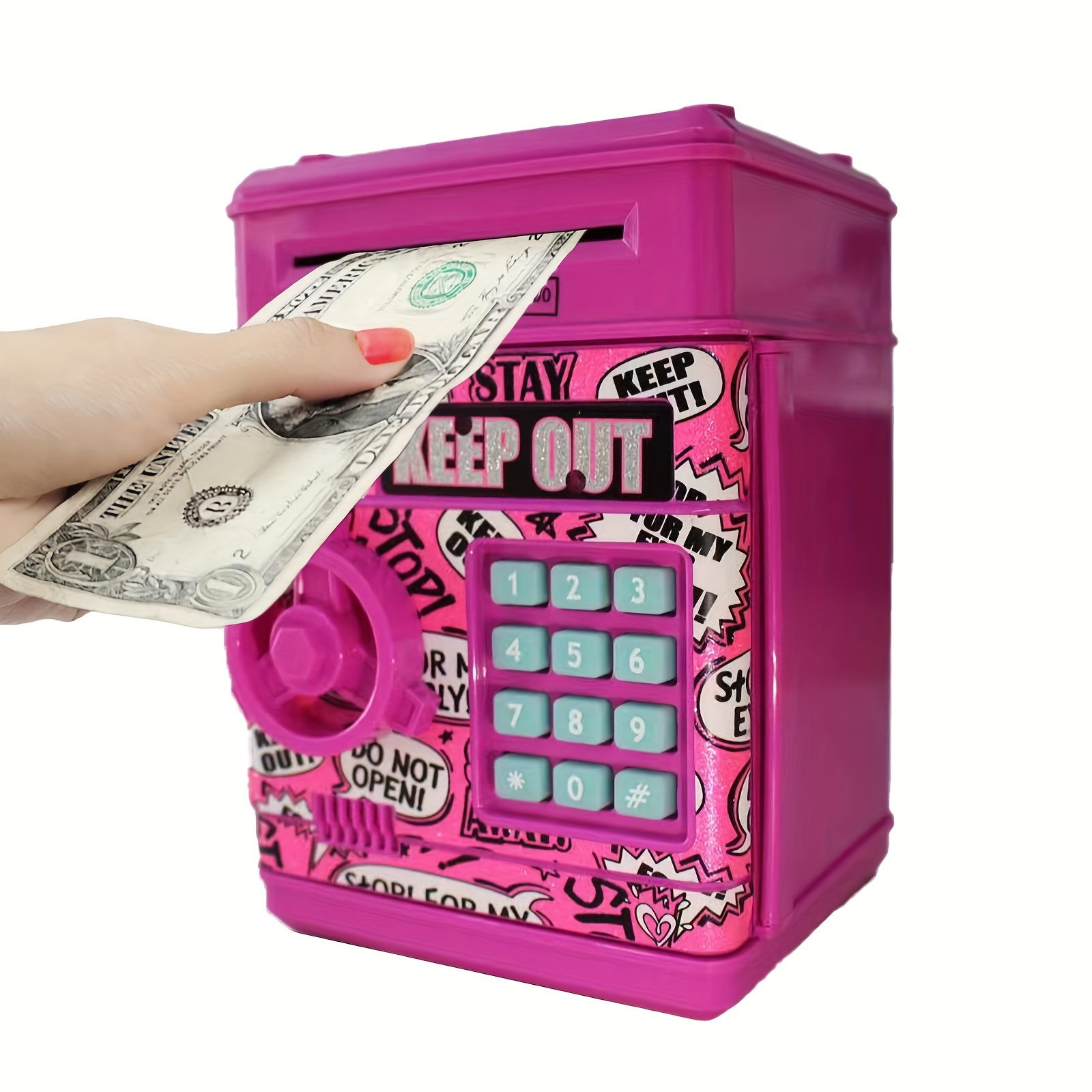 Renvdsa Hucha electrónica de dibujos animados con contraseña de cajero  automático para efectivo, moneda de desplazamiento automático, caja de  ahorro